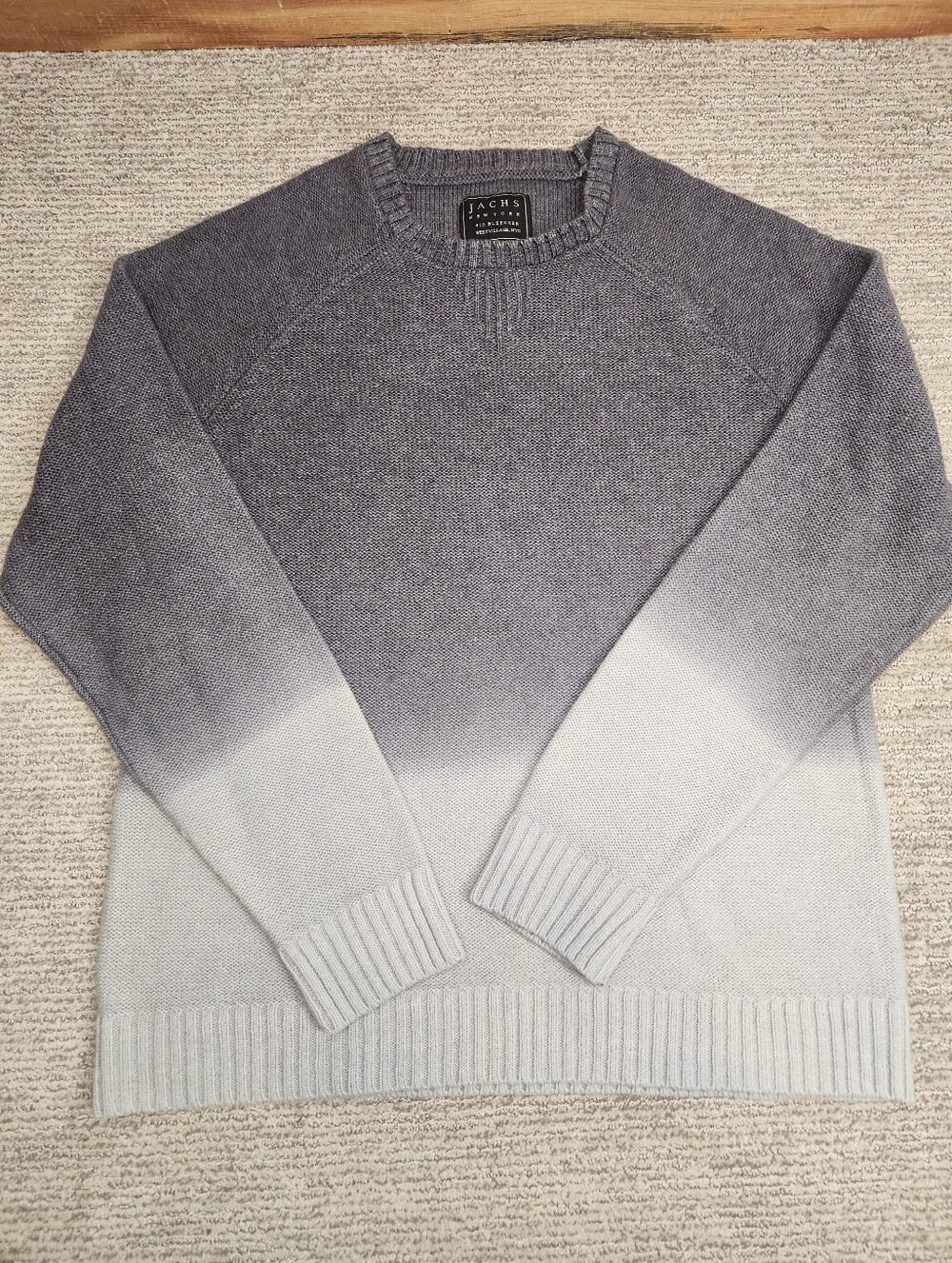 Jachs Merino Wool Blend Crew Neck Sweater Mens XL Gray Ombre Warm Layer Classic